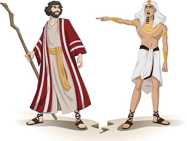 pharao sendet moses weg für pessach - pharao stock-grafiken, -clipart, -cartoons und -symbole