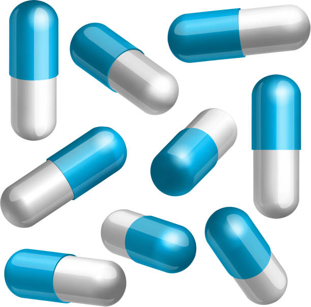 istock Set of medical capsules in different positions 482457179