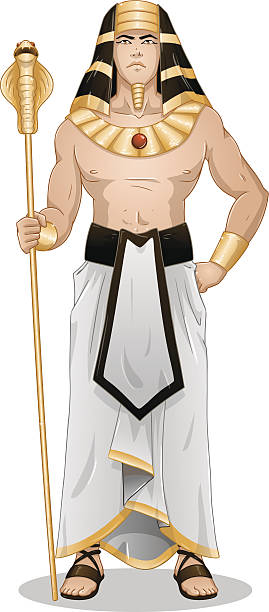 Egyptian Pharaoh Standing For Passover vector art illustration