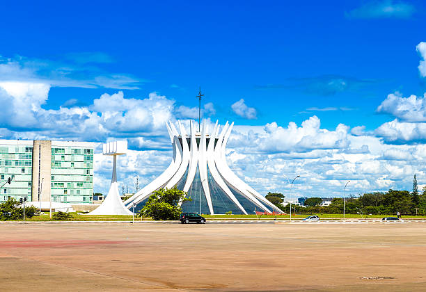 Brasilia, Brazil - March 24, 2015: The Famous Brasilia Cathedral located in Brasilia, Brazil. It was designed by Oscar Niemeyer, and was completed and dedicated on May 31, 1970.