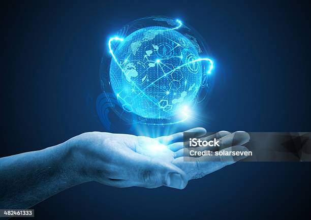 Projecting The Future Stock Photo - Download Image Now - Globe - Navigational Equipment, Technology, Hologram