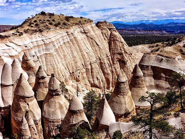 Kasha-Katuwe Tent Rocks National Monument This is a view overlooking Kasha-Katuwe Tent Rocks National Monument after hiking up the trail, located in the Cochiti Pueblo kasha katuwe tent rocks stock pictures, royalty-free photos & images
