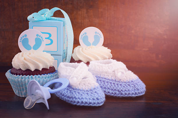 istock Vintage Style Baby Shower Cupcake and Gift Box 482464232
