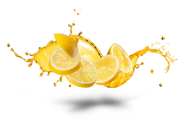 istock Slice of lemon with water drops isolated on white 482464953