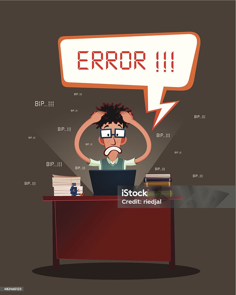 Stressed Programmer Stock Illustration - Download Image Now - Error ...