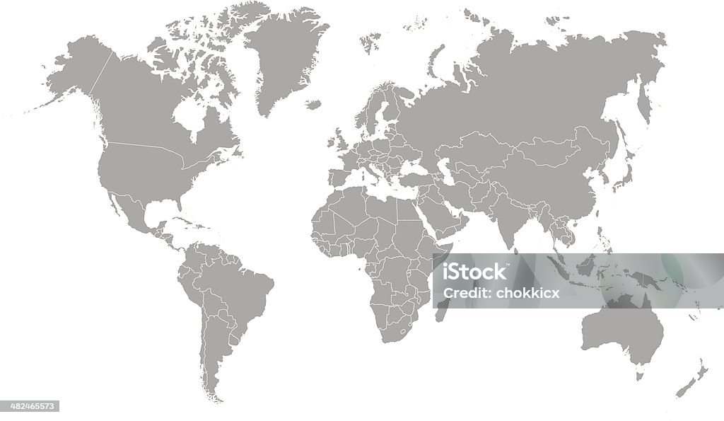 Carte de contour mondiale en couleur gris - clipart vectoriel de Planisphère libre de droits