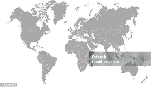 Carte De Contour Mondiale En Couleur Gris Vecteurs libres de droits et plus d'images vectorielles de Planisphère - Planisphère, Vectoriel, Carte