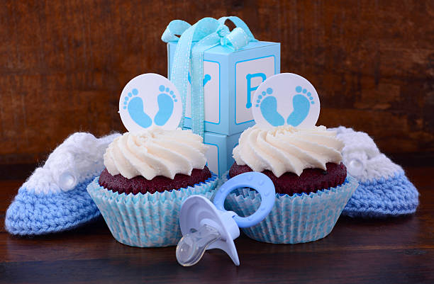 istock Vintage Style Baby Shower Cupcake and Gift Box 482465780