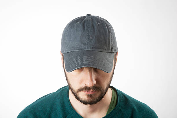 istock Gray cap on the head ready for branding. 482465782