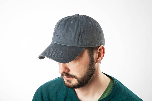 istock Gray cap on the head ready for branding. 482465784