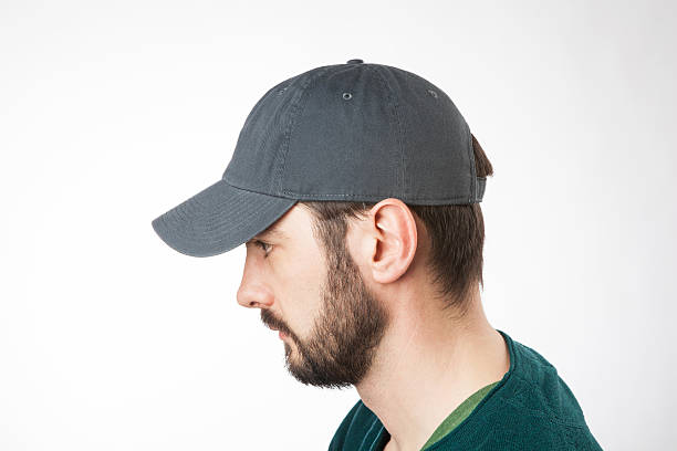 istock Gray cap on the head ready for branding. 482465786