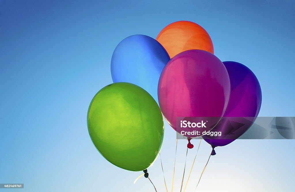 Color balloons background Colorful Balloons against sky - birthday decoration. Balloon Stock Photo