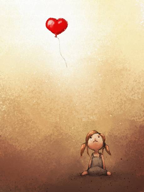 Digital Painting Of Sad Girl Loosing Heart Balloon Stock Illustration -  Download Image Now - Sadness, Paper, Textured Effect - iStock