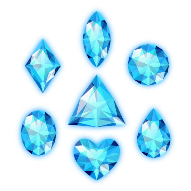 ilustrações de stock, clip art, desenhos animados e ícones de conjunto de jóias coloridas - sapphire gem topaz blue