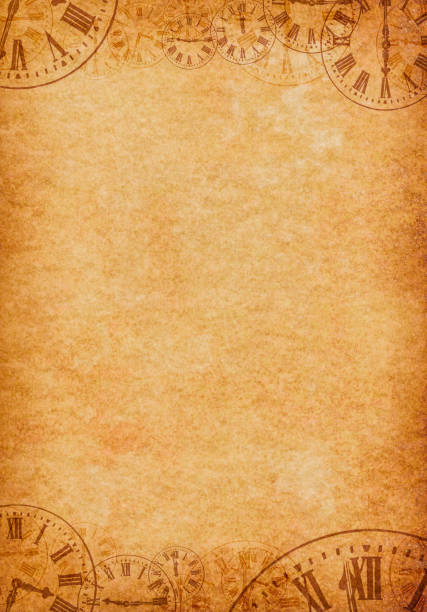 istock Vintage Grunge Parchment Background with Clock Faces Portrait 482475945