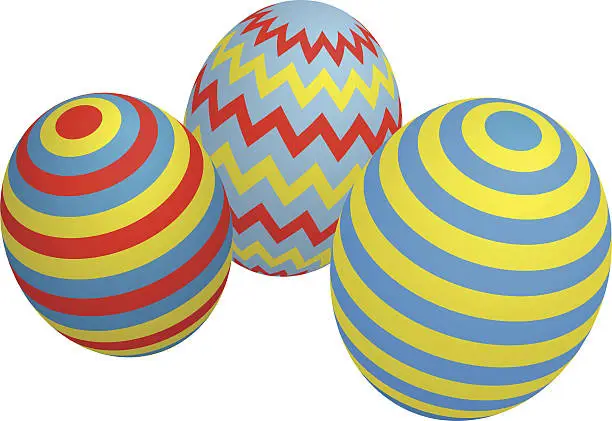 Vector illustration of Three colorful Easter Eggs