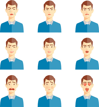 다양한 감정을 일러스트 감정에 대한 스톡 벡터 아트 및 기타 이미지 - 감정, 경영자, 남성 - iStock