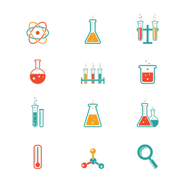 chemie-symbole - chemieunterricht stock-grafiken, -clipart, -cartoons und -symbole
