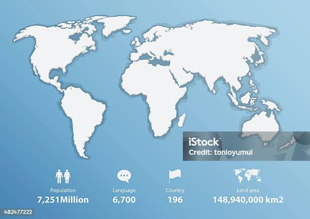 Detailed World Map With Basic Information Vector Stock Illustration ...