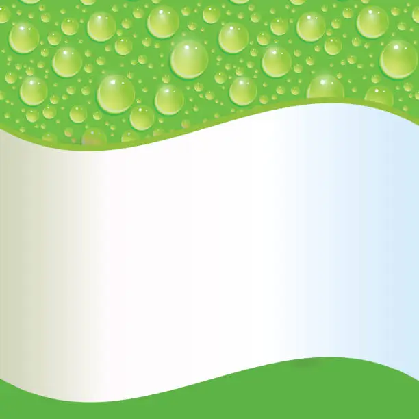 Vector illustration of Card with green water drop. Vector