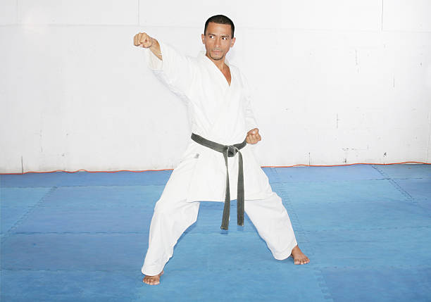 istock Man training karate in the gym 482478123