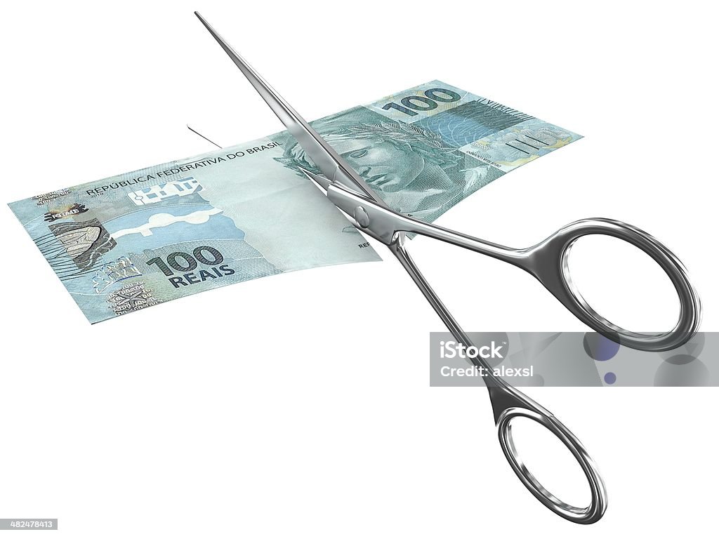 Cut Budget - Brazilian Real Budget Stock Photo