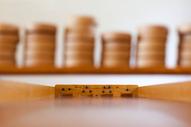 Typical dutch wooden boardgame - Sjoelen stock photo