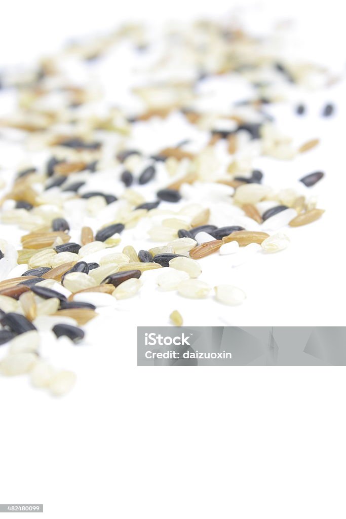 Mixed rices Mixed rices on white background Black Color Stock Photo