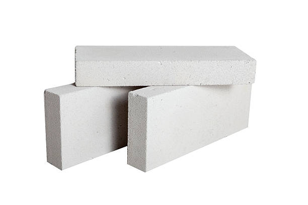 bloques de construcción de hormigón (con trazado de recorte - bloque de cemento fotografías e imágenes de stock