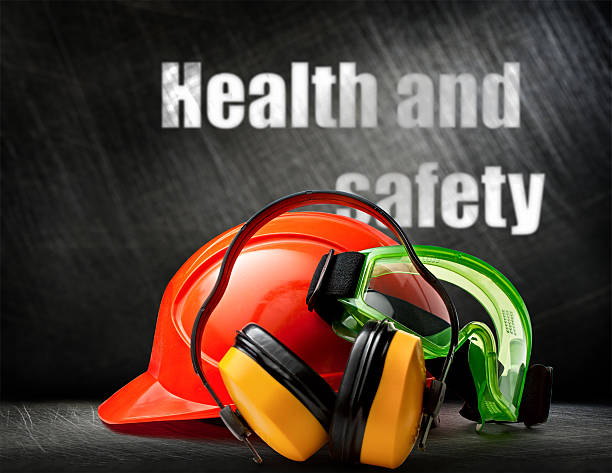 istock Red helmet with earphones and goggles 482480344