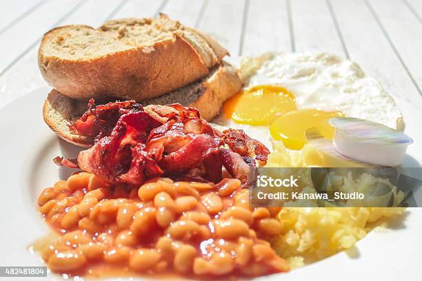 Continental Breakfast Stock Photo - Download Image Now - 2015, Bacon, Baked Beans