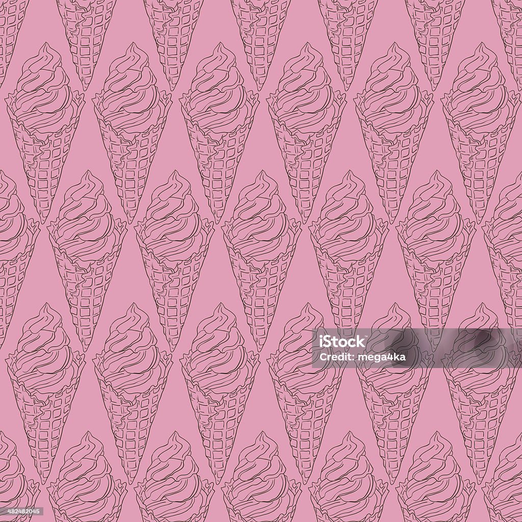 Cono di Icecream delinea seamless pattern - arte vettoriale royalty-free di Arte