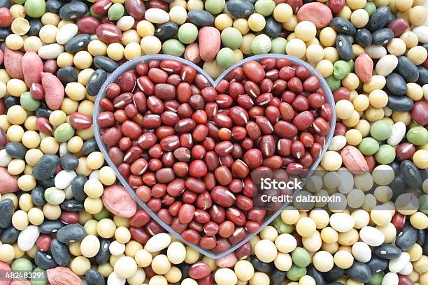 Beans Are Combined Into The Shape Of Heart Stock Photo - Download Image Now - Adzuki Bean, Agriculture, Bean