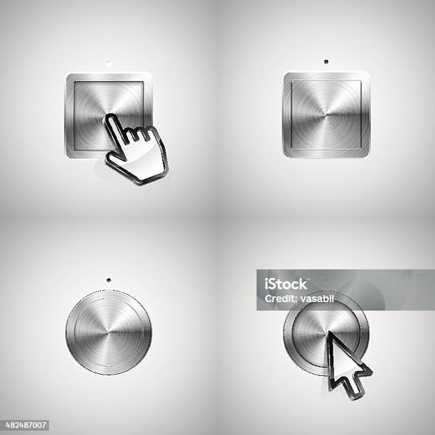 Metallic Buttons Stock Illustration - Download Image Now - Three Dimensional, Aiming, Aluminum