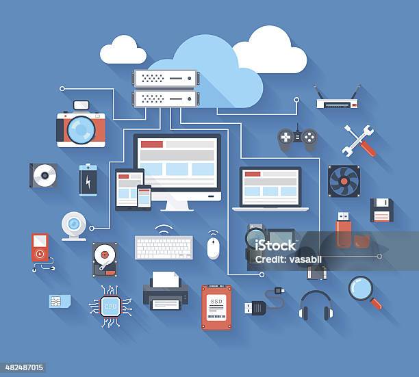 Hardware Icons Stock Illustration - Download Image Now - Equipment, Cloud Computing, Electronics Industry