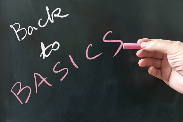 Back to basics Back to basics words written on blackboard using chalk simple living stock pictures, royalty-free photos & images