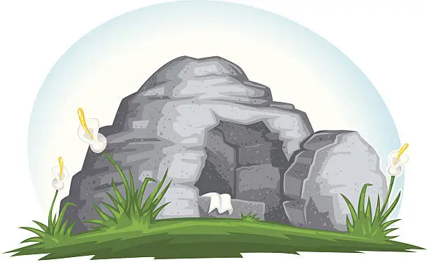 Vector illustration of empty easter tomb