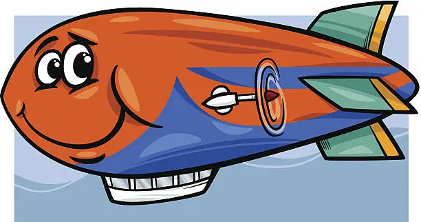 Vector illustration of zeppelin airship cartoon illustration