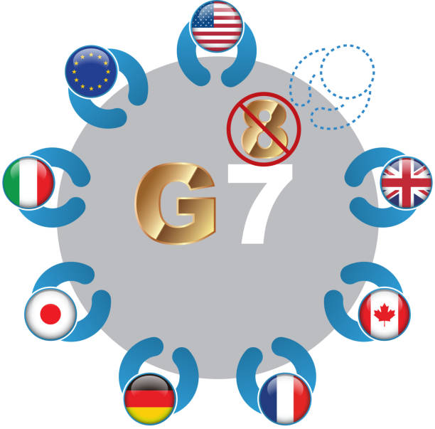 g8 изменение g7 - flag european union flag g8 italy stock illustrations