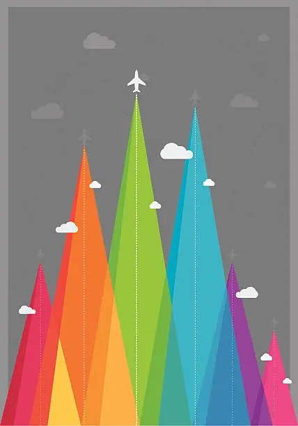 Vector illustration of Colourful travel background airplanes
