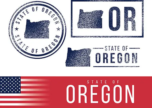 Vector illustration of USA rubber stamps - State of Oregon