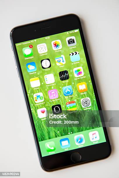 Apple Iphone 6 Plus On White Background Stock Photo - Download Image Now - 2015, Apple Computers, Big Tech