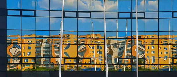 istock Architecture, abstract, reflection residential blocks in the glass facade 482491157