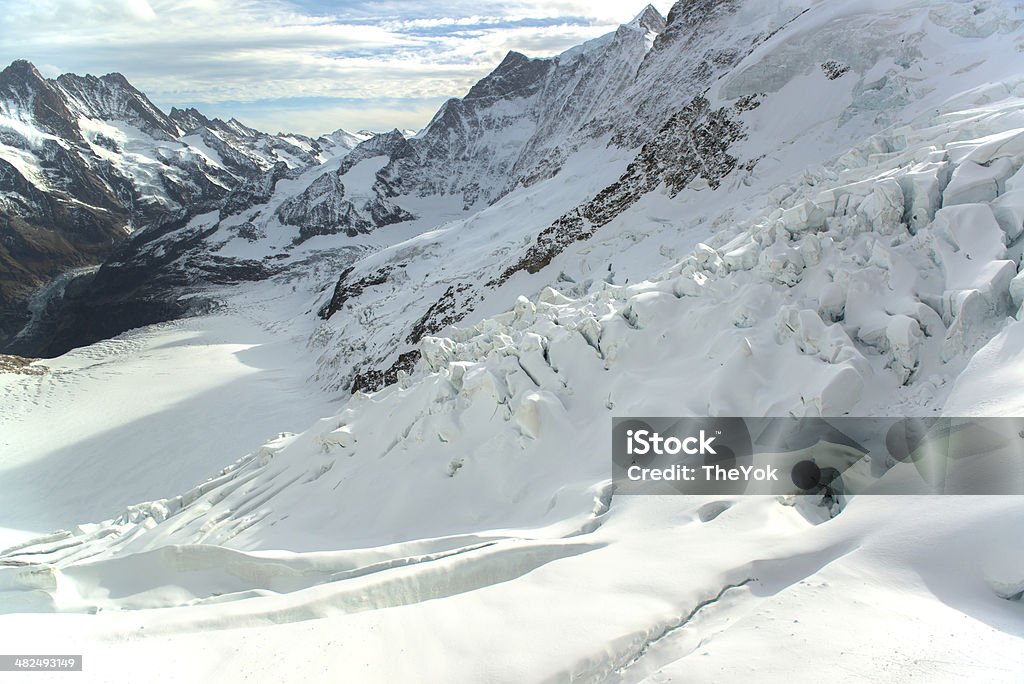 Panorama Scenic of Great Aletsch Glacier Jungfrau region Aletsch Glacier Stock Photo