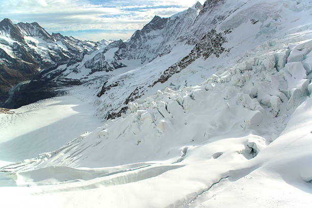panorama malowniczego wspaniałych lodowiec aletsch jungfrau okolica - interlaken mountain meadow switzerland zdjęcia i obrazy z banku zdjęć