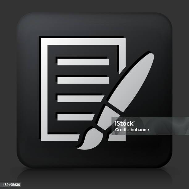 Paper Square Button Black Square Button With Paper Stock Illustration - Download Image Now ...