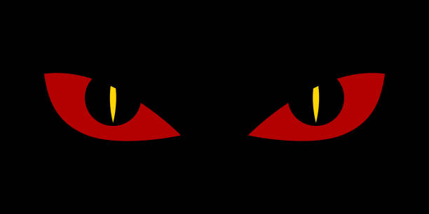 Evil scary eyes - demon snake devil nightmare illustration Evil scary eyes - demon snake devil nightmare vector illustration. Flat style. creepy glowing eyes stock illustrations