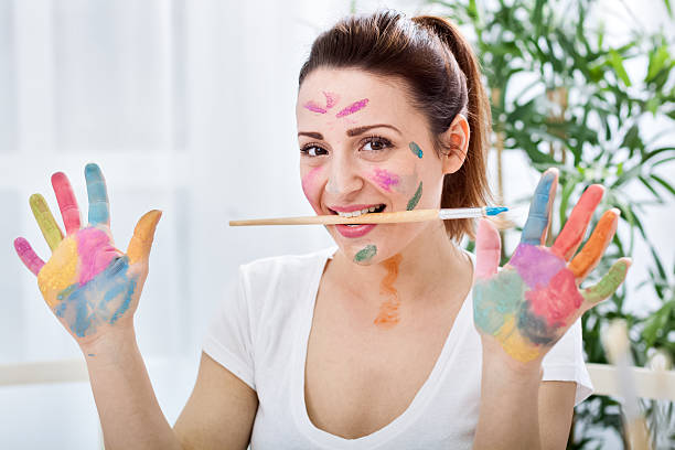 istock Woman with colorful hand 482499460
