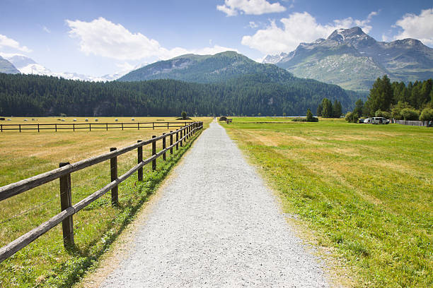 rua local em vale de engadine - corvatsch imagens e fotografias de stock