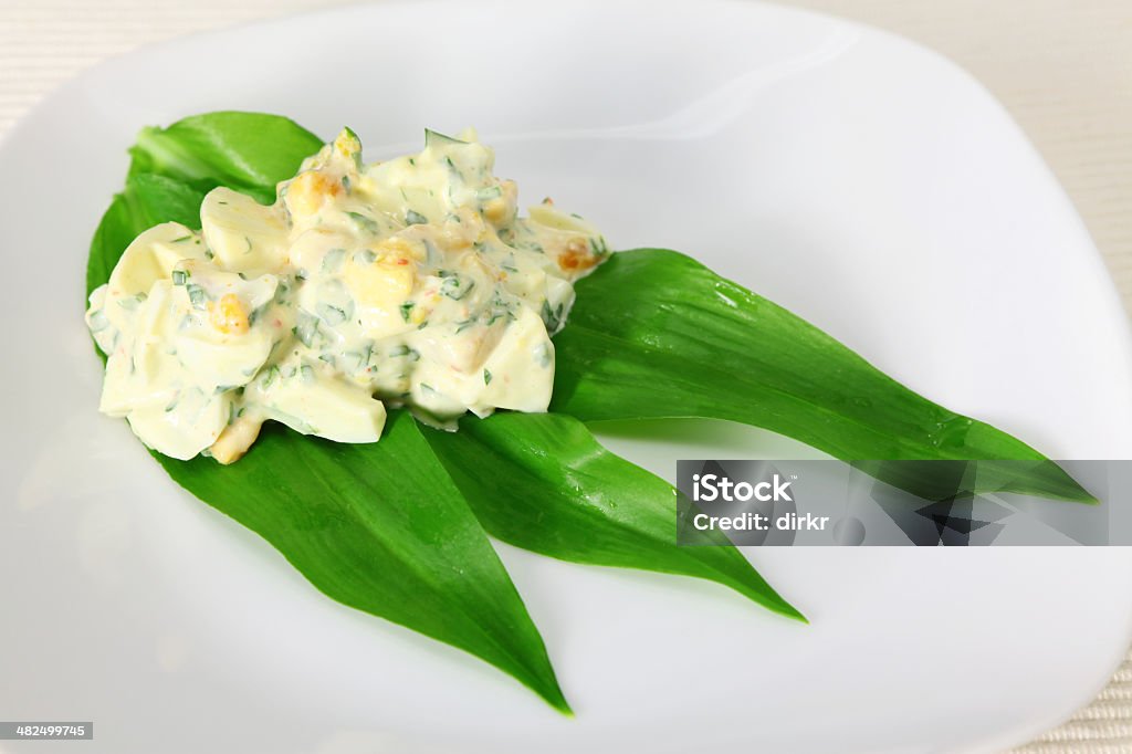 Egg Salad Egg Salad on ramson Appetizer Stock Photo